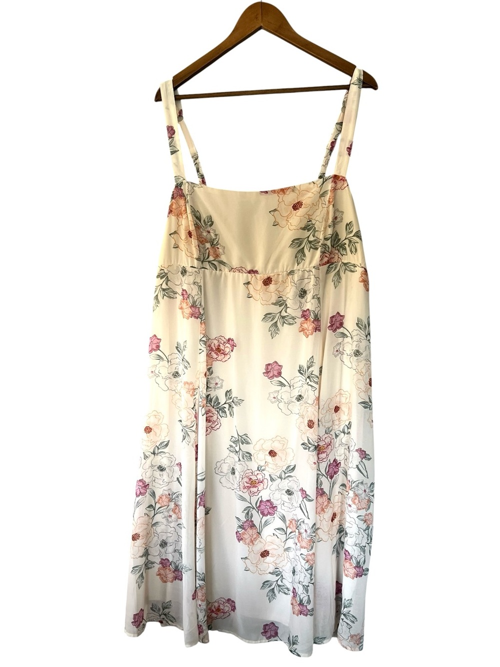 Torrid Floral Romantic Midi Chiffon Empire Waist Dress 3 3X 22/24 - Picture 2 of 7